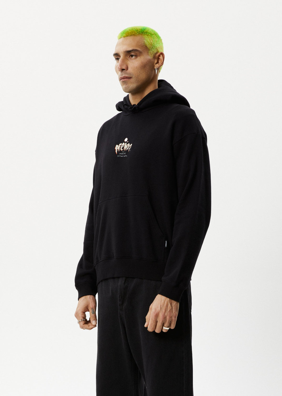 Afends Mens Enjoyment - Pull On Hood - Black - Sustainable Clothing - Streetwear