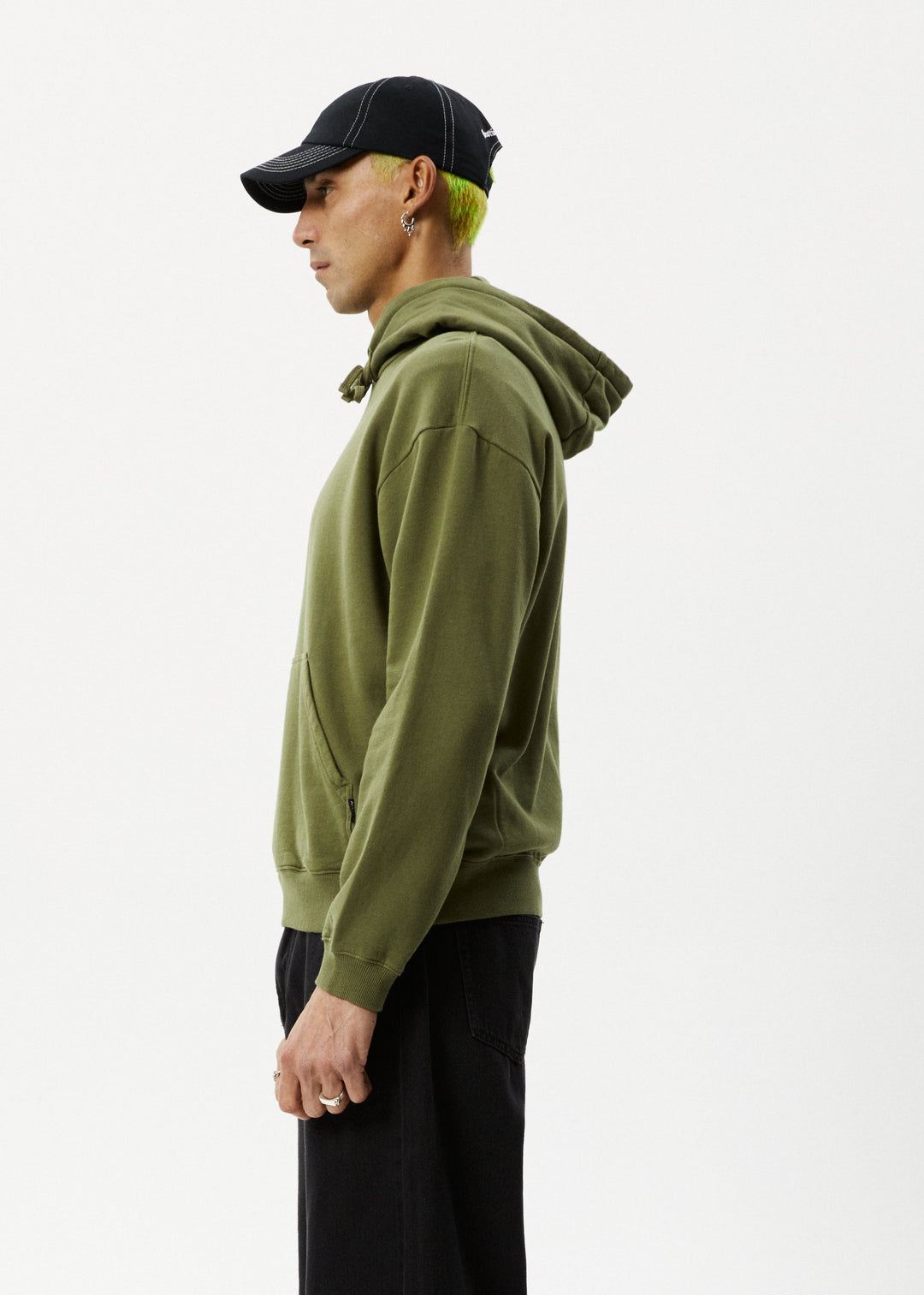 Afends Mens Enjoyment - Pull On Hood - Military - Sustainable Clothing - Streetwear