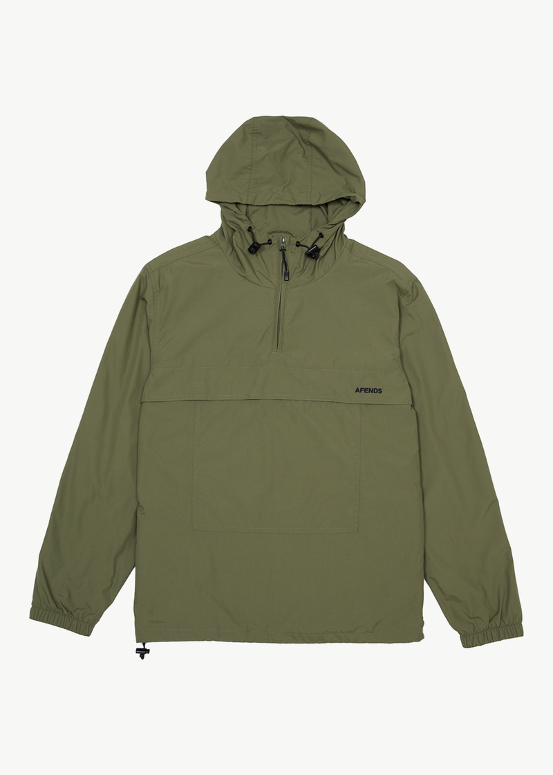 Afends Mens System - Water Resistant Spray Anorak Jacket - Military