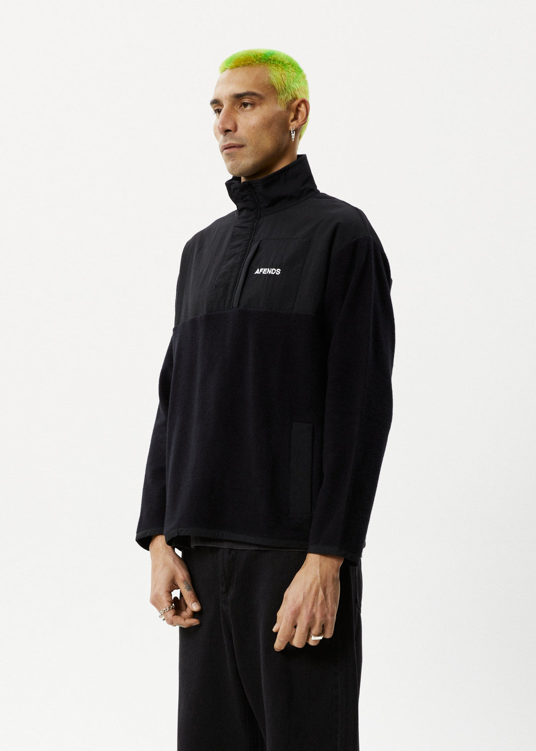 Afends Mens Message - Fleece Pullover - Black - Sustainable Clothing - Streetwear