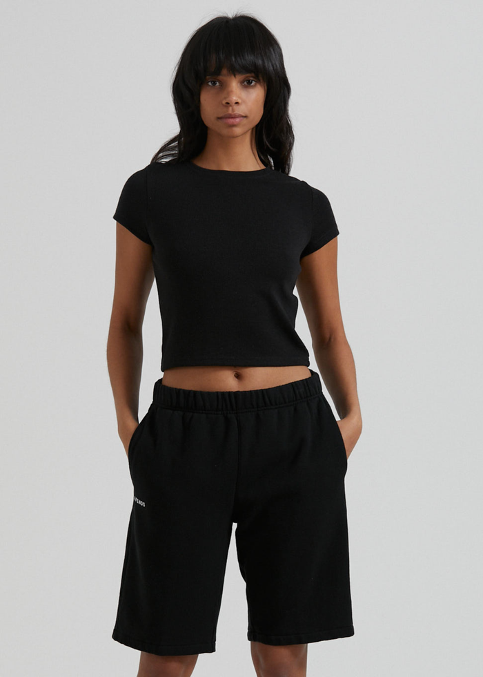 Afends Unisex Razor - Unisex Organic Sweat Shorts - Black - Sustainable Clothing - Streetwear