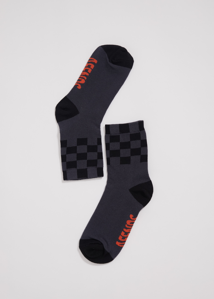 Afends Unisex Operator - Recycled Crew Socks - Charcoal - Sustainable Clothing - Streetwear
