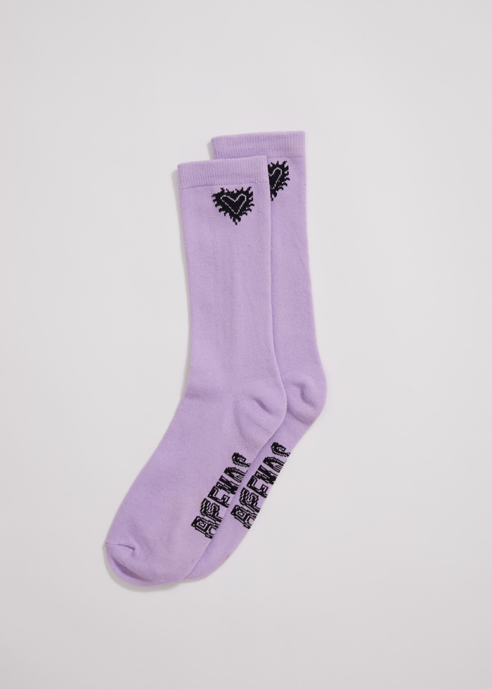 Afends Unisex Pink Noise - Hemp Crew Socks - Orchid - Sustainable Clothing - Streetwear