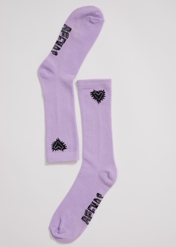 Afends Unisex Pink Noise - Hemp Crew Socks - Orchid - Sustainable Clothing - Streetwear