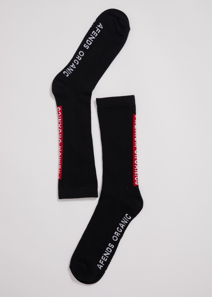 Afends Unisex Razor - Organic Crew Socks - Black - Sustainable Clothing - Streetwear