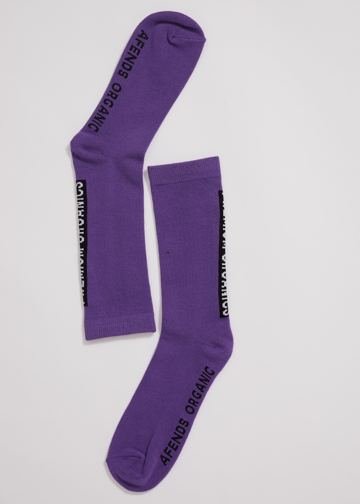 Afends Unisex Razor - Organic Crew Socks - Faded Purple - Sustainable Clothing - Streetwear