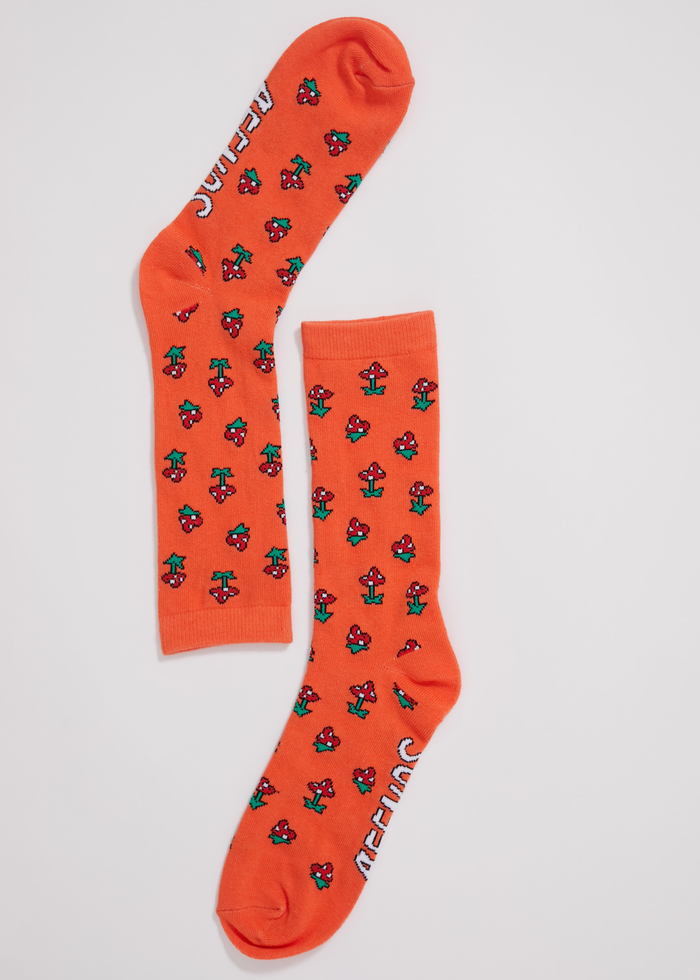 Afends Unisex Mushy - Recycled Crew Socks - Coral - Sustainable Clothing - Streetwear