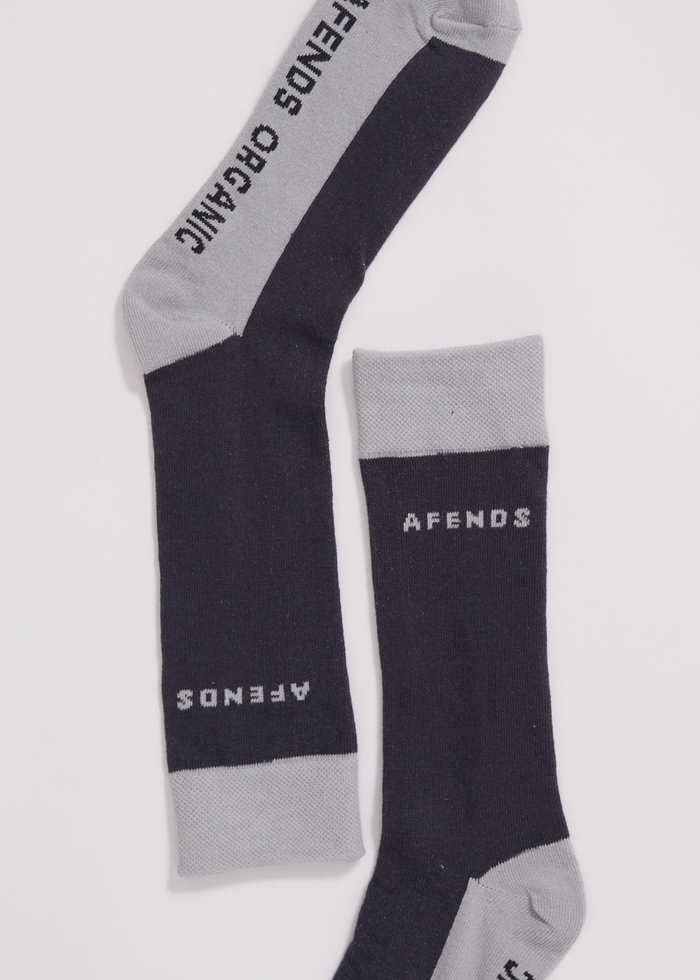 Afends Unisex Foreword - Organic Crew Socks - Charcoal - Sustainable Clothing - Streetwear