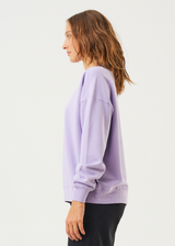 Afends Womens Dua - Recycled Slouchy Crew Neck Jumper - Tulip - Afends womens dua   recycled slouchy crew neck jumper   tulip   sustainable clothing   streetwear
