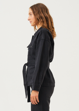 Afends Womens Small Moments - Hemp Belted Jacket - Black - Afends womens small moments   hemp belted jacket   black   sustainable clothing   streetwear