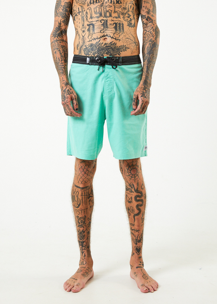 Afends Mens Surf Related - Hemp Fixed Waist Boardshorts - Mint - Sustainable Clothing - Streetwear