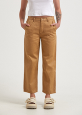 Afends Womens Shelby - Hemp Twill Wide Leg Pants - Chestnut - Afends womens shelby   hemp twill wide leg pants   chestnut   sustainable clothing   streetwear