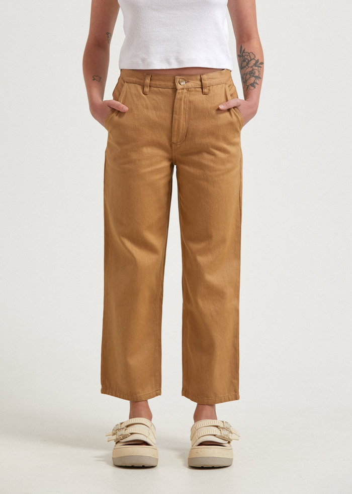 Afends Womens Shelby - Hemp Twill Wide Leg Pants - Chestnut - Sustainable Clothing - Streetwear