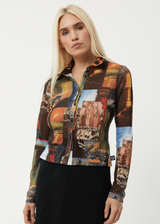Afends Womens Boulevard - Recycled Sheer Long Sleeve Top - Multi - Afends womens boulevard   recycled sheer long sleeve top   multi   sustainable clothing   streetwear