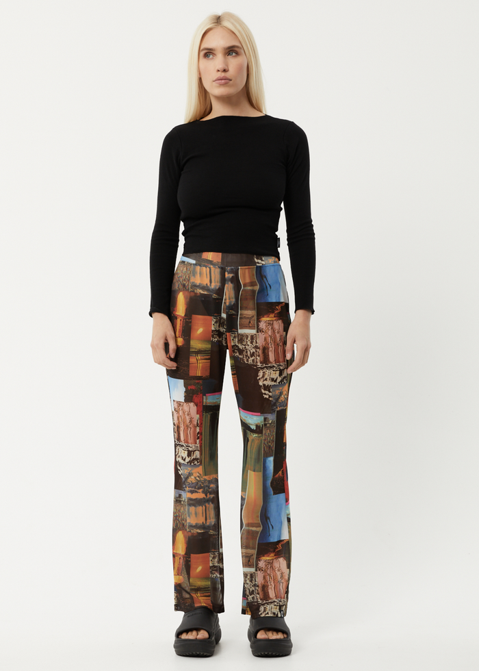 Afends Womens Boulevard - Recycled Sheer Flared Pants - Multi - Sustainable Clothing - Streetwear