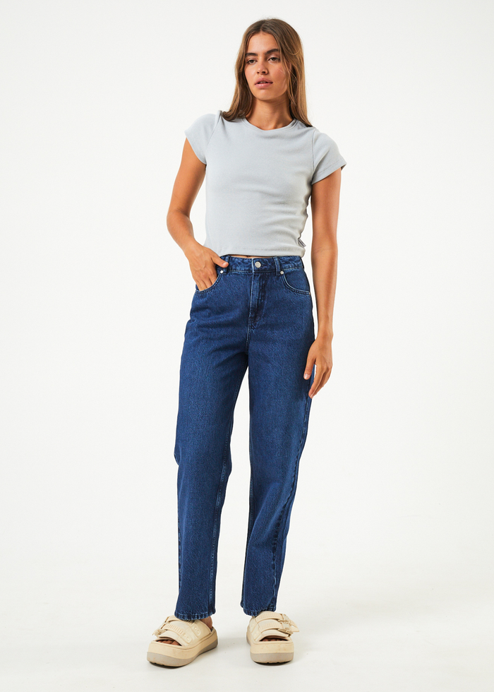 Afends Womens Shelby - Hemp Denim Wide Leg Jeans - Original Rinse - Sustainable Clothing - Streetwear