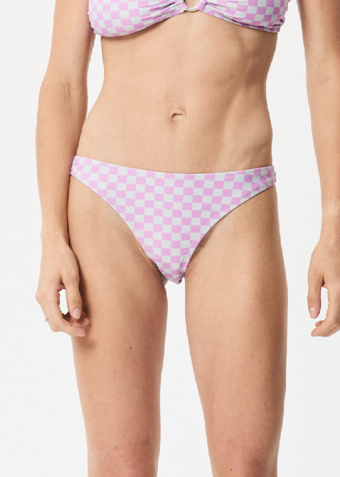 Afends Womens Carlo  - Recycled Check Bikini Bottom - Candy - Sustainable Clothing - Streetwear