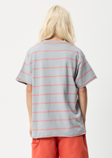 Afends Womens Interlude - Recycled Striped Oversized T-Shirt - Grey - Afends womens interlude   recycled striped oversized t shirt   grey   sustainable clothing   streetwear