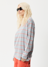 Afends Womens Interlude - Recycled Striped Long Sleeve T-Shirt - Grey - Afends womens interlude   recycled striped long sleeve t shirt   grey   sustainable clothing   streetwear