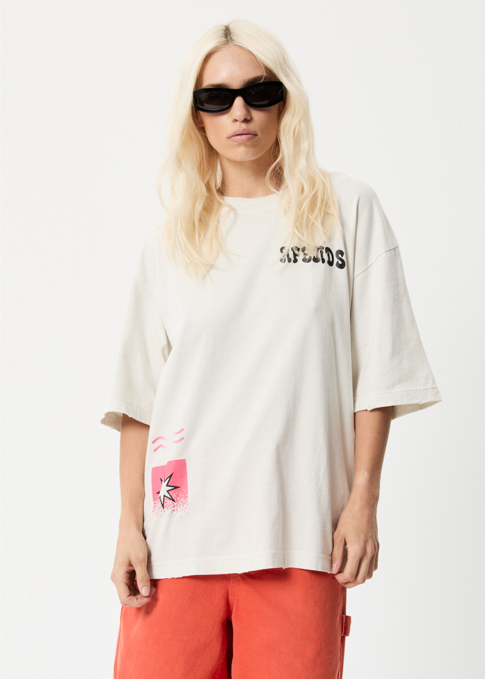 Afends Womens Shining - Recycled Oversized T-Shirt - Off White - Sustainable Clothing - Streetwear