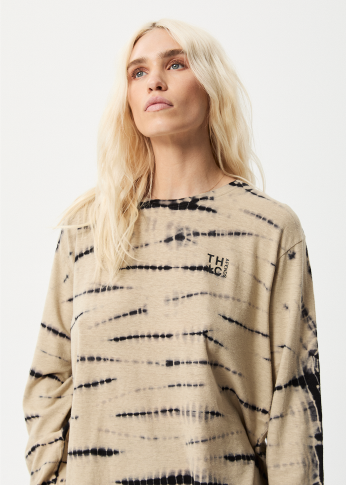 Afends Womens Glazing - Hemp Dyed Long Sleeve T-Shirt - Clay - Sustainable Clothing - Streetwear