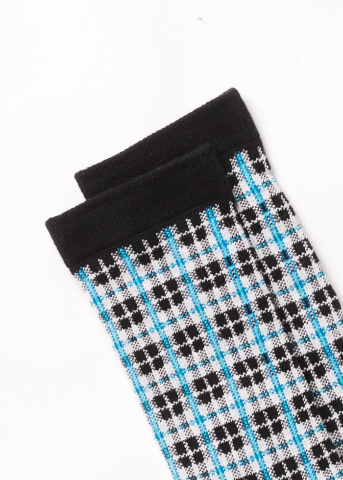 Afends Unisex Checkers - Recycled Crew Socks - Black - Sustainable Clothing - Streetwear