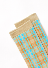 Afends Unisex Millie - Hemp Crew Socks - Tan Check - Afends unisex millie   hemp crew socks   tan check   sustainable clothing   streetwear