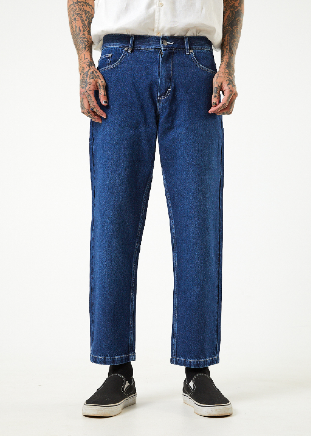 Afends Mens Ninety Twos - Hemp Denim Relaxed Jeans - Original Rinse - Sustainable Clothing - Streetwear