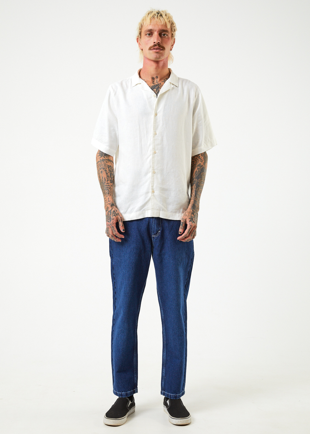 Afends Mens Ninety Twos - Hemp Denim Relaxed Jeans - Original Rinse - Sustainable Clothing - Streetwear