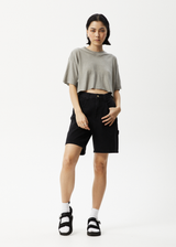 Afends Womens Slay Cropped - Hemp Oversized T-Shirt - Olive - Afends womens slay cropped   hemp oversized t shirt   olive   sustainable clothing   streetwear