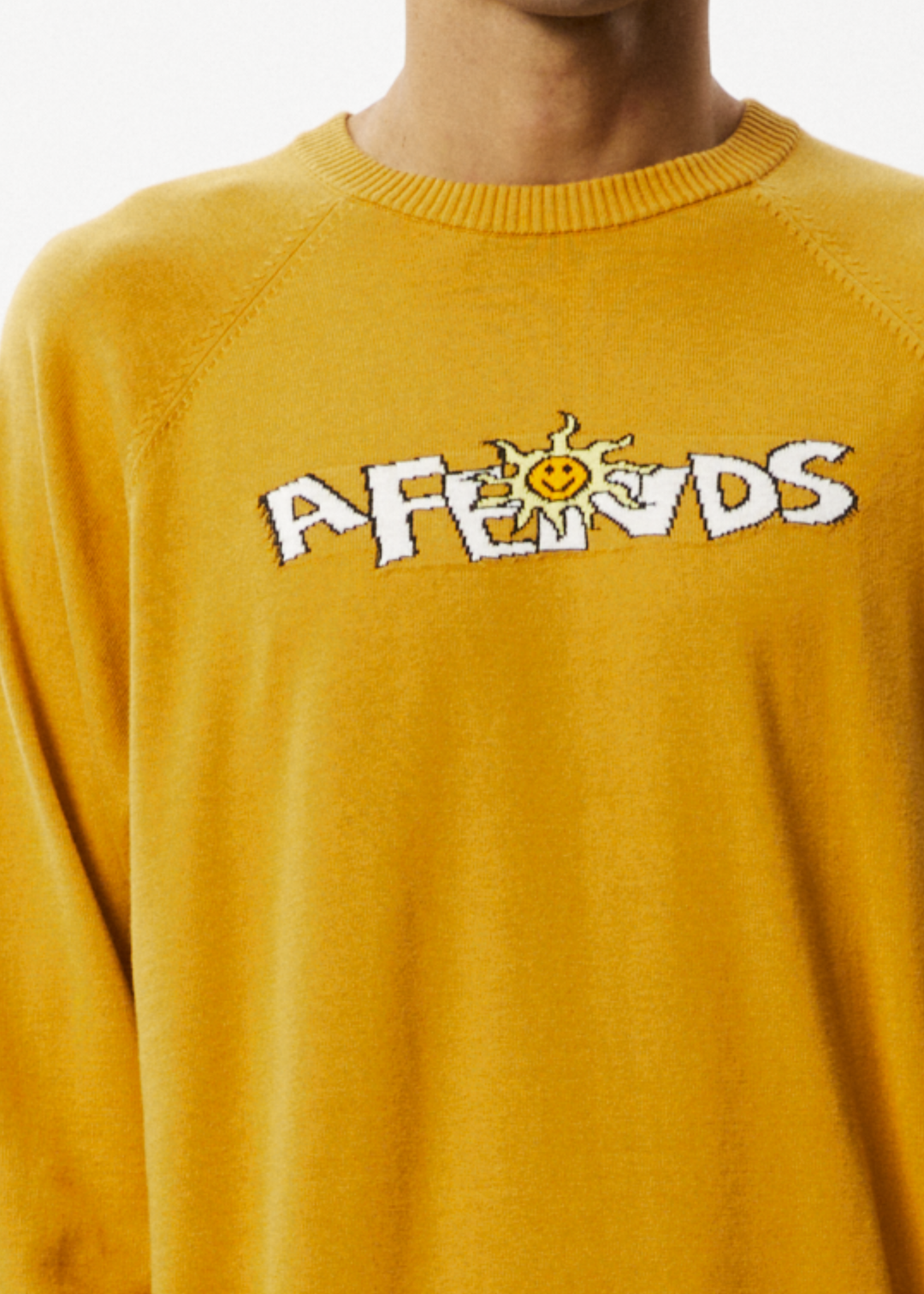 Afends Mens Farming - Knitted Crew Neck Jumper - Mustard - Sustainable Clothing - Streetwear