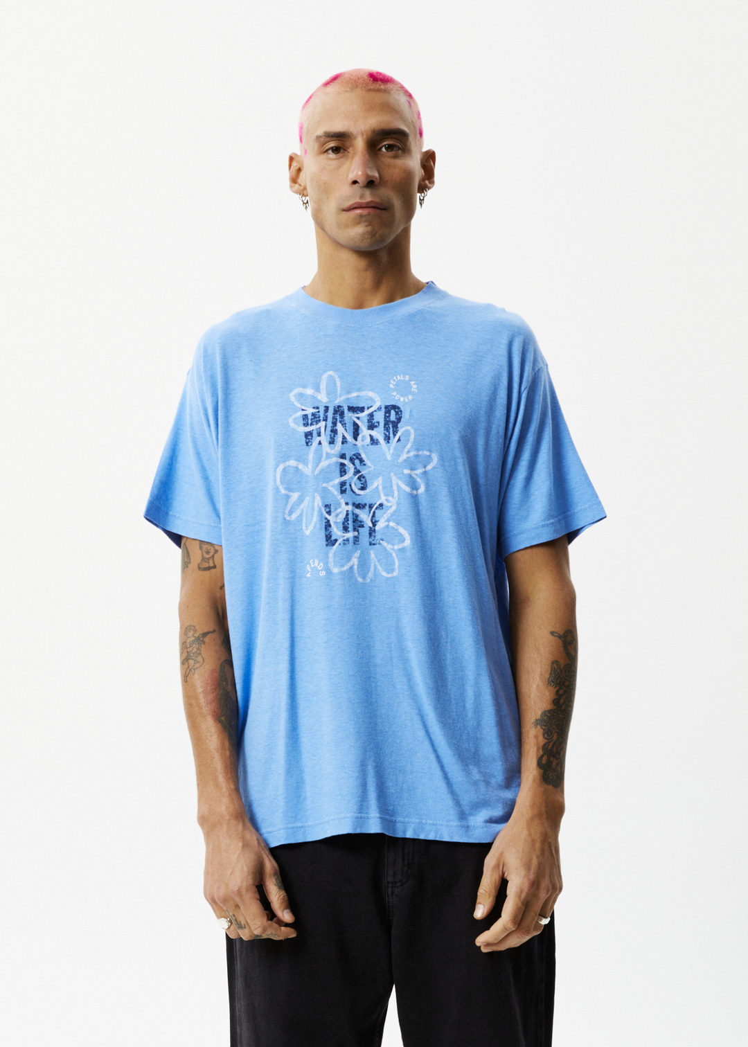 Afends Mens Waterfall - Boxy Graphic T-Shirt - Arctic - Sustainable Clothing - Streetwear