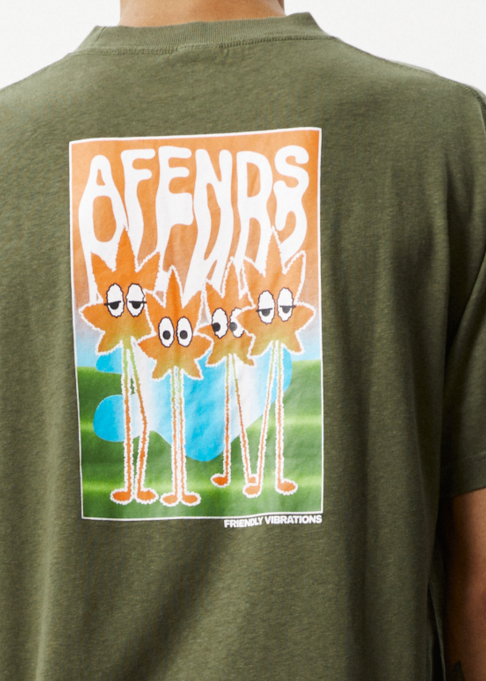 Afends Mens Vibrations - Hemp Boxy Graphic T-Shirt - Cypress - Sustainable Clothing - Streetwear