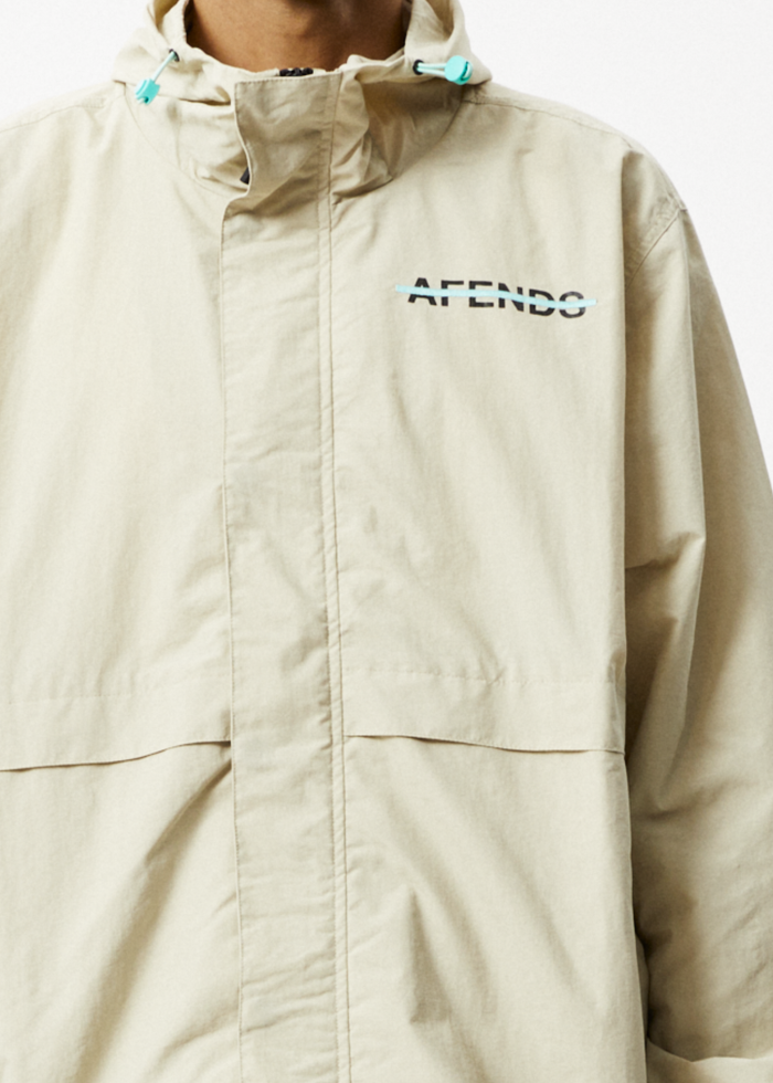 Afends Mens Antimatter - Recycled Spray Jacket - Cement - Sustainable Clothing - Streetwear