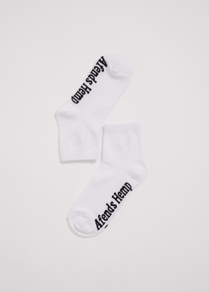 Afends Unisex Revolution - Hemp Crew Socks - White - Sustainable Clothing - Streetwear