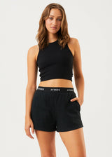 Afends Womens Homebound - Hemp Sweat Shorts - Black - Afends womens homebound   hemp sweat shorts   black   sustainable clothing   streetwear