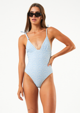 Afends Womens Underworld - Recycled Tie One Piece Swimsuit - Powder Blue - Afends womens underworld   recycled tie one piece swimsuit   powder blue   sustainable clothing   streetwear