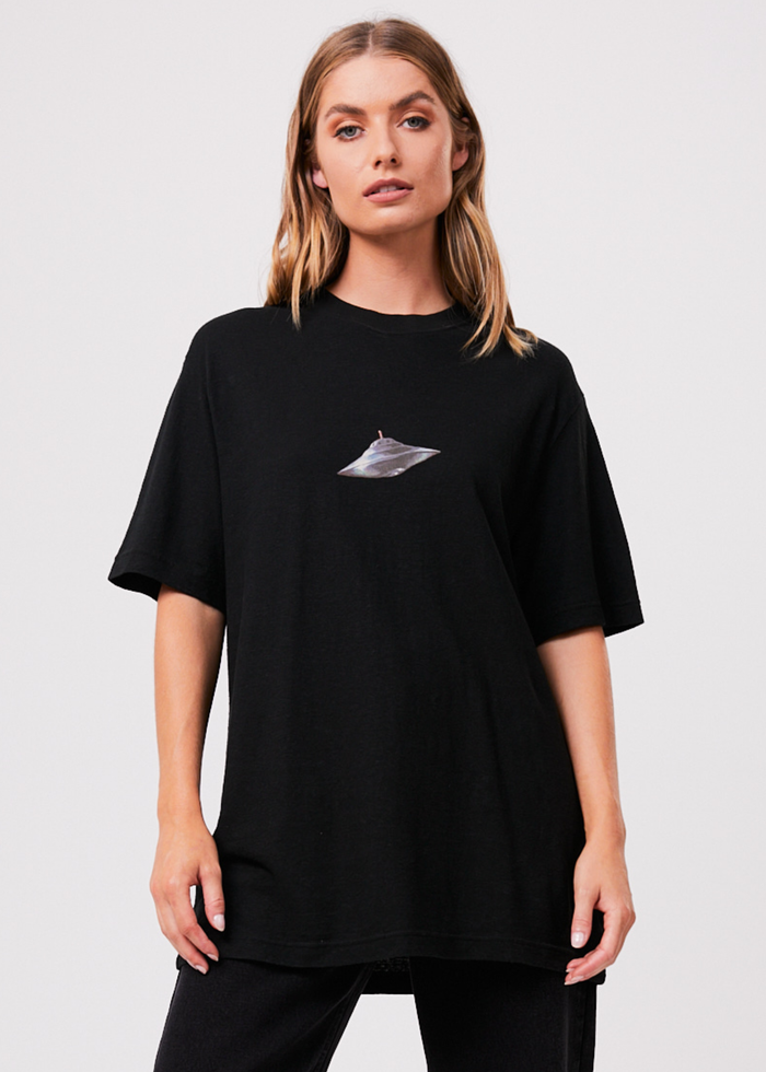 Afends Unisex Experiment - Unisex Hemp Retro Graphic T-Shirt - Black - Sustainable Clothing - Streetwear