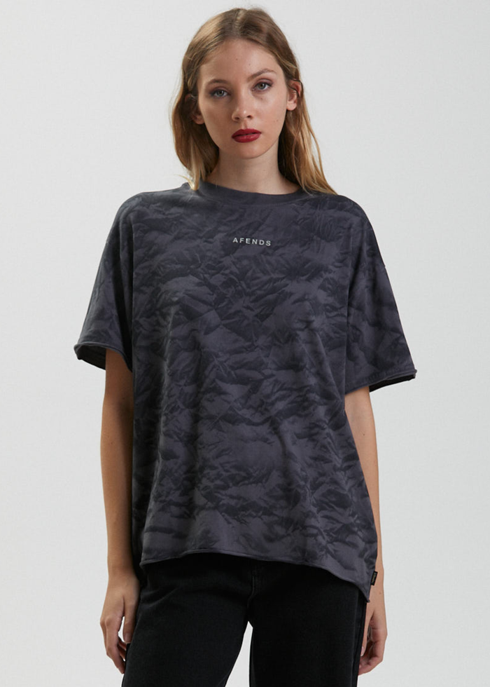 Afends Womens New Energy - Recycled Washed Oversized T-Shirt - Black - Sustainable Clothing - Streetwear