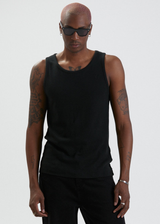Afends Mens Foundation - Hemp Ribbed Singlet - Black - Afends mens foundation   hemp ribbed singlet   black   sustainable clothing   streetwear
