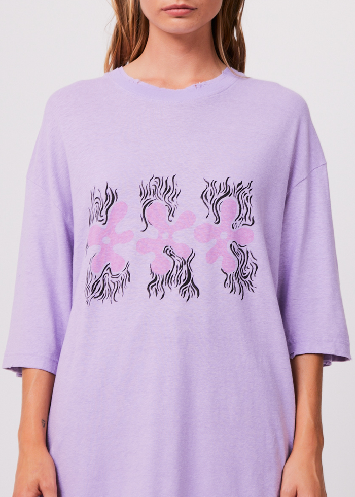 Afends Womens Pink Noise - Hemp Oversized Graphic T-Shirt - Orchid - Sustainable Clothing - Streetwear