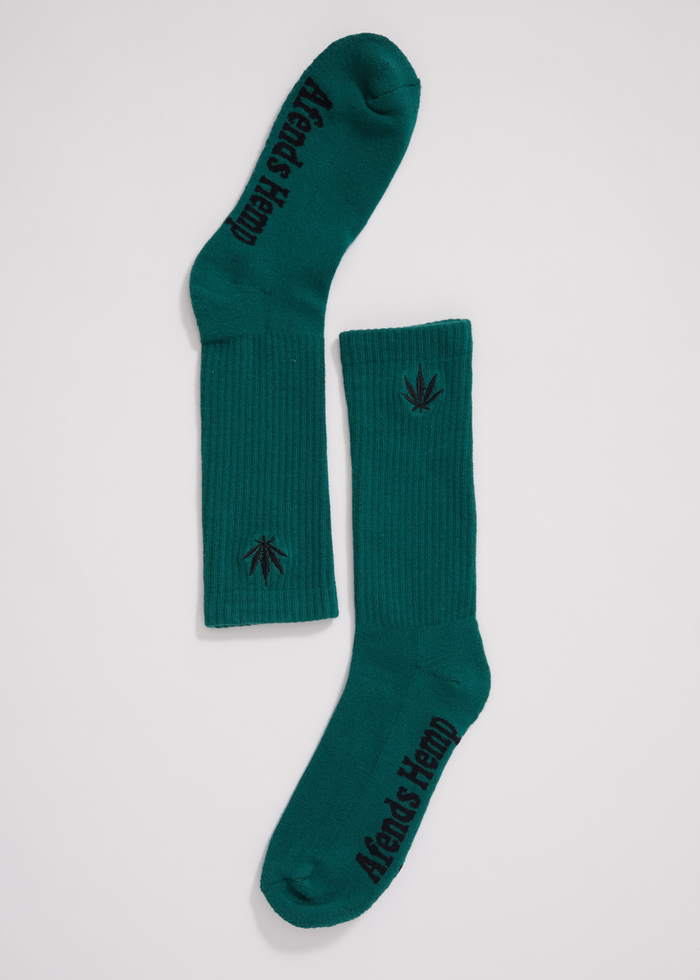Afends Unisex Happy Hemp - Crew Socks - Emerald - Sustainable Clothing - Streetwear