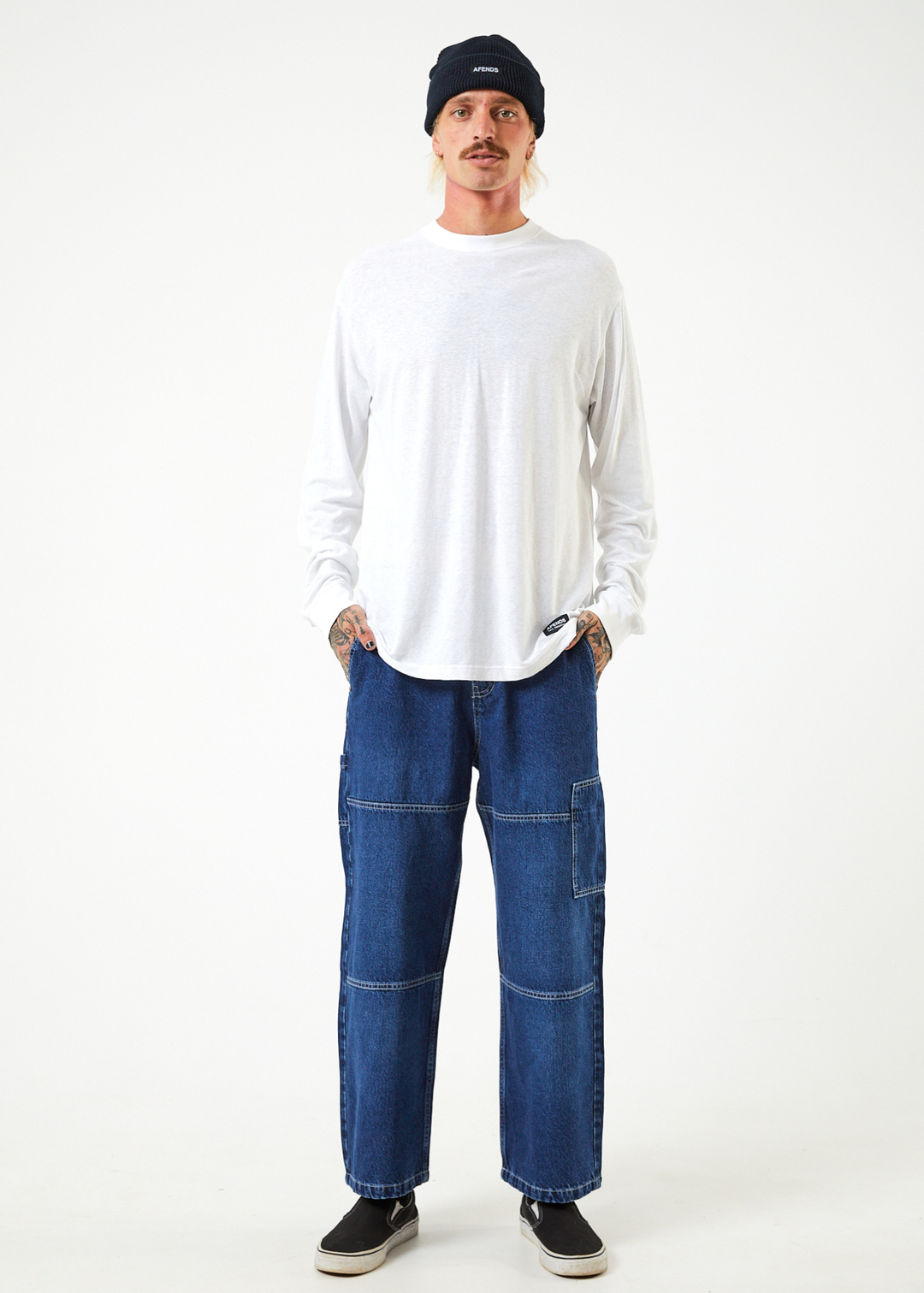 Afends Mens Richmond - Hemp Denim Baggy Workwear Jeans - Original Rinse - Sustainable Clothing - Streetwear