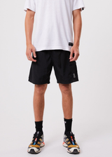 Afends Mens Utility - Recycled Elastic Waist Shorts - Black - Afends mens utility   recycled elastic waist shorts   black   sustainable clothing   streetwear
