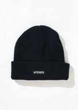 Afends Unisex Home Town - Recycled Knit Beanie - Black - Afends unisex home town   recycled knit beanie   black   sustainable clothing   streetwear