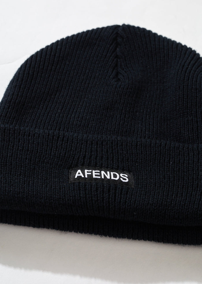 Afends Unisex Home Town - Recycled Knit Beanie - Black - Sustainable Clothing - Streetwear