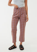 Afends Womens Colby Shelby - Hemp Check High Waisted Pants - Plum - Afends womens colby shelby   hemp check high waisted pants   plum   sustainable clothing   streetwear