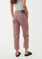 Afends Womens Colby Shelby - Hemp Check High Waisted Pants - Plum - Afends womens colby shelby   hemp check high waisted pants   plum   sustainable clothing   streetwear