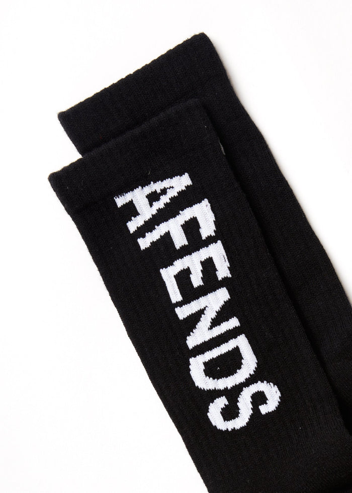 Afends Unisex Spaced Out - Recycled Crew Socks - Black - Sustainable Clothing - Streetwear