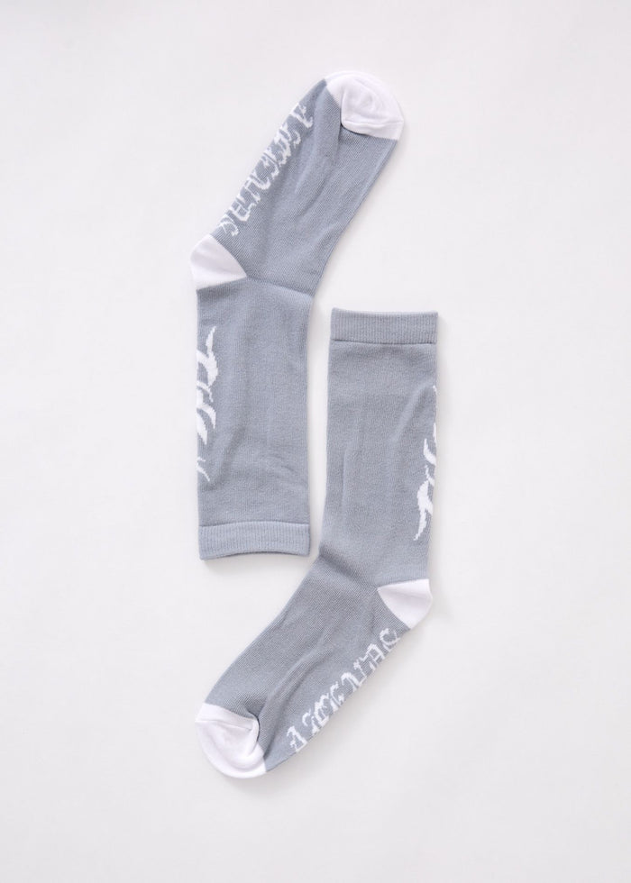 Afends Unisex Tribal - Organic Crew Socks - Silver - Sustainable Clothing - Streetwear